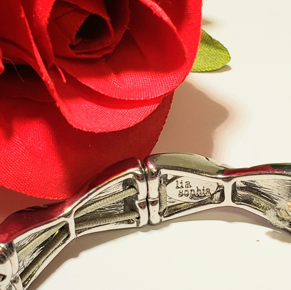 LIA SOPHIA Silvertone Stretch Bracelet - Picture 7 of 8